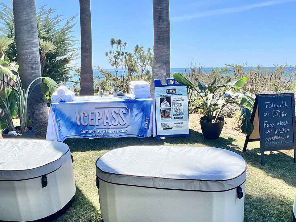 Ice Pass ice buckets for cold plunges at Dripology Wellness Day