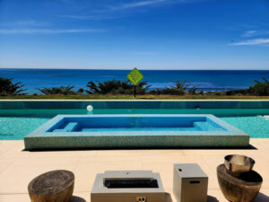 View of Malibu and the poolside scene at Dripology Wellness Day
