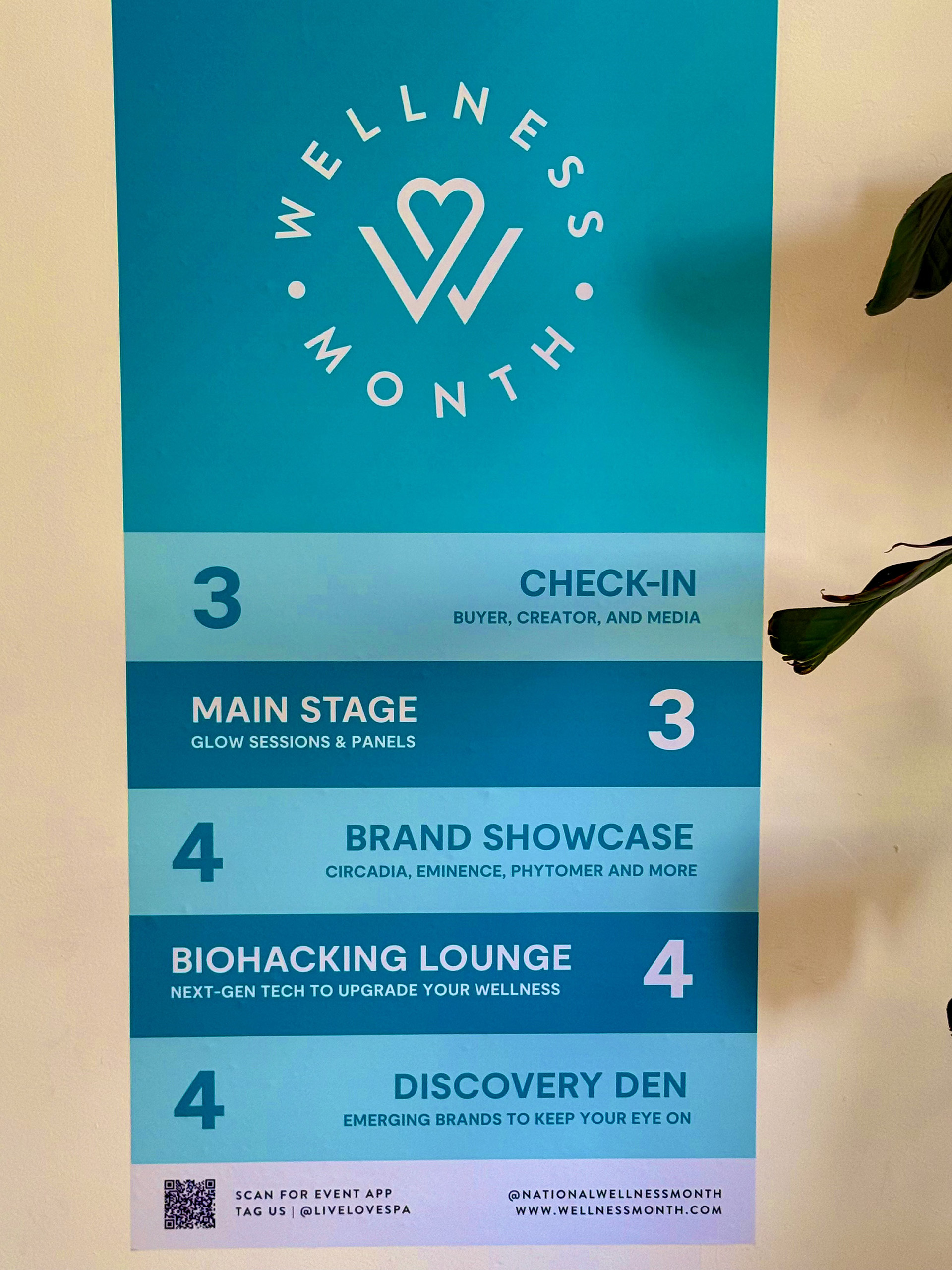 Live Love Spa 2025 Directions Entrace to Wellness Month with directions to check in, main stage, brand showcase and discover den