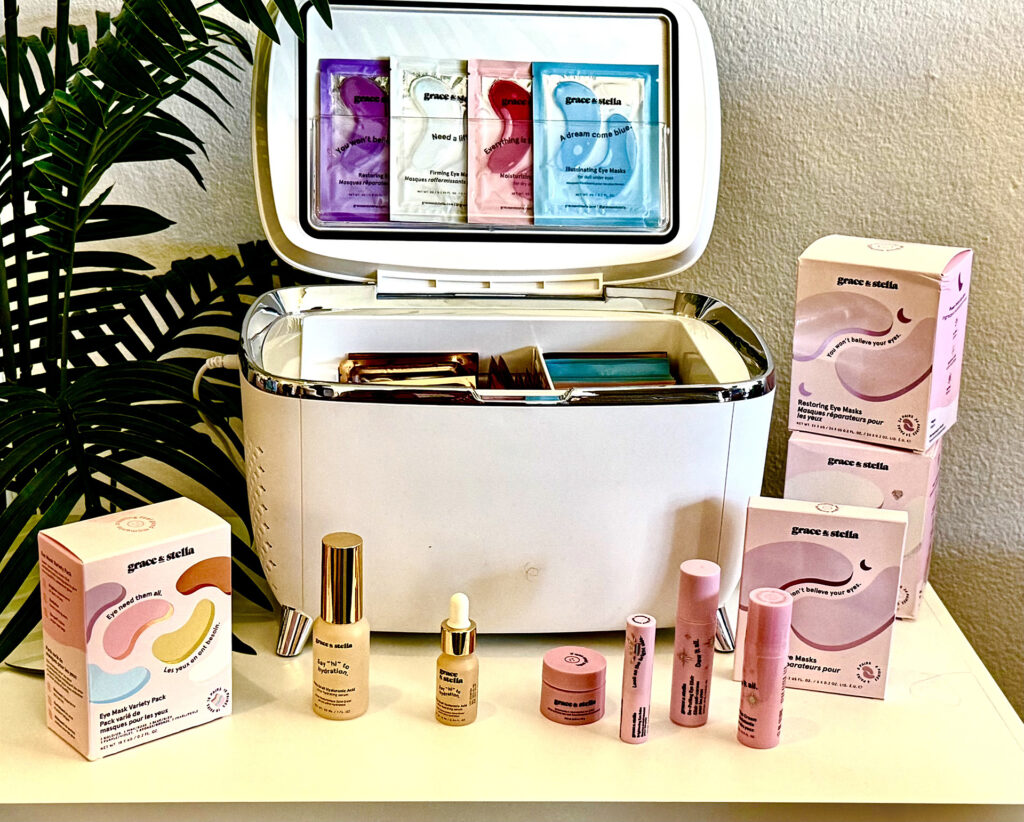Case of products from Grace and Stella at Live Love Spa LA 2025