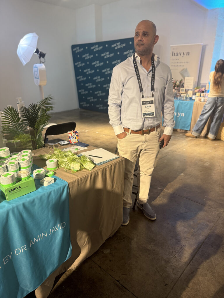 Dr Amin Javid at his namesake booth at Live Love Spa