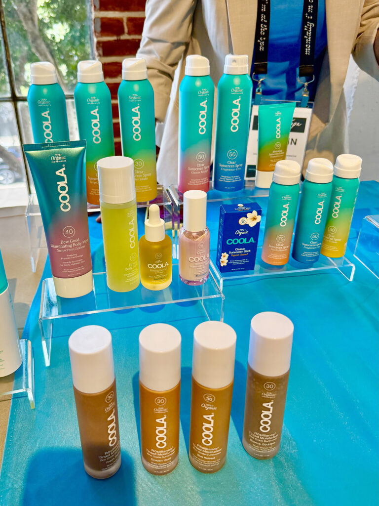 Display of various skin care products from Coola