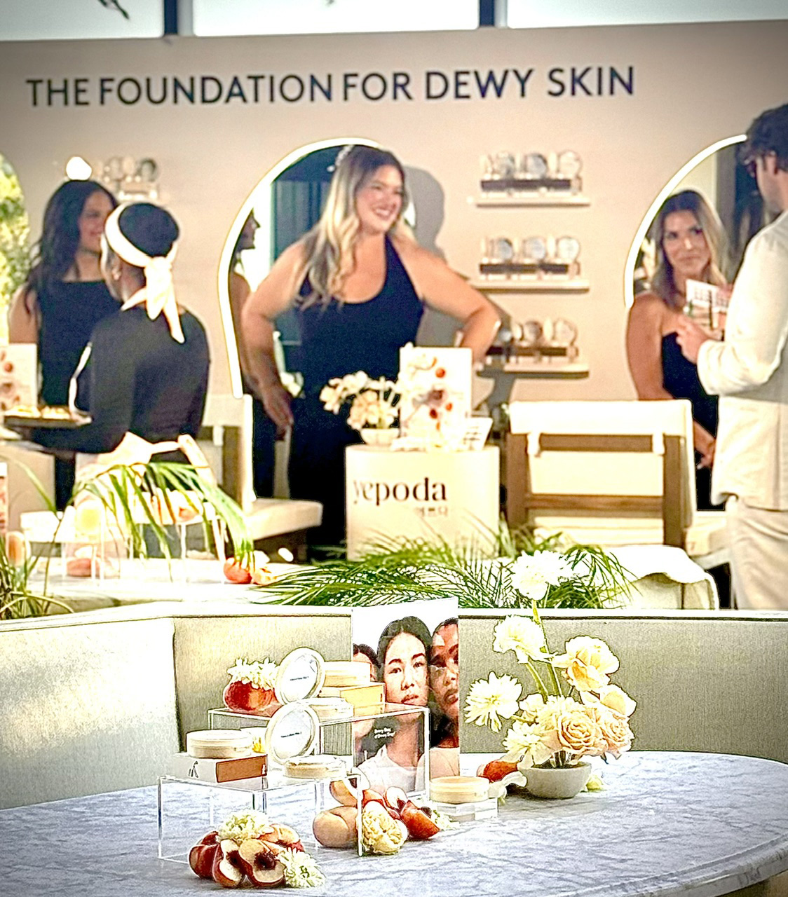 Female model at The Foundation for Dewy Skin beauty area